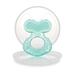 Nuby Silicone Teethe-eez Teether with Bristles, Includes Hygienic Case, Aqua