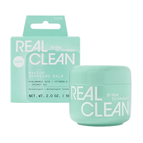 Real Techniques Real Clean Face Erase Makeup Removing Balm, Hydrating Cleansing Balm, Melt Away Stubborn Makeup, With Hyaluronic Acid & Vitamin A, 2 fl. oz/56.7 g Jar