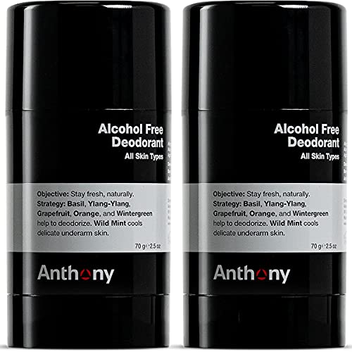410fHa4UjHS.jpg Anthony Alcohol Free, Aluminum Free Deodorant for Men – Non-Irritant Cool Gel Stick for Sensitive Skin – Sport Strength Stick Prevents Odor All Day – Clear, Stain Free – 2.5 Fl Oz - Pack of 2 - Image 1