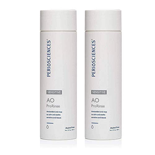 PerioSciences Sensitive Mouthwash Rinse Oral Care Pre Brush - Mint Anti Cavity Dry Mouth Plaque Remover for Healthier Gum Tissue & Teeth Enamel Protection - AO Dentist Recommended Clean - Pack of 2