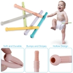 HAILI XMGQ Hollow Teething Tubes for Babies,6 Pack Chewy Straw Toy,Safe Silicone Baby Teethers Teething Toy 0-6 Months 6-12 Months - Image 4