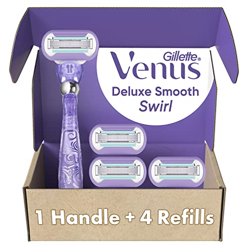 51DflpUPzL.jpg Gillette Venus Extra Smooth Swirl Razors for Women, 1 Venus Razor, 4 Razor Blade Refills, Flexiball Handle for a Close, Smooth Shave - Image 1
