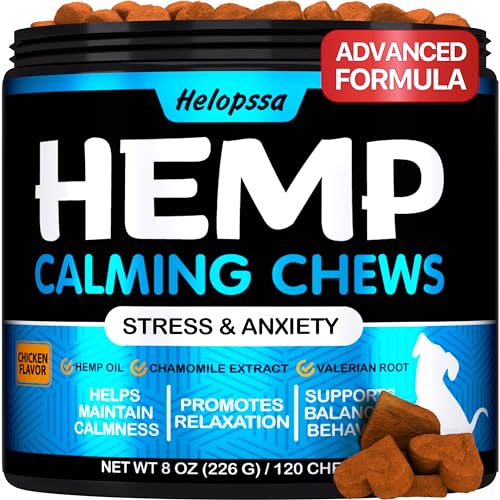 Version 1.0.0 Hemp Calming Chews for Dogs with Anxiety and Stress - Dog Calming Treats - Dog Anxiety Relief - Storms, Barking, Separation - Valerian - Hemp Oil - Calming Treats for Dogs - Made in USA - Image 1