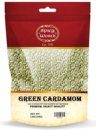 51OUvJlUEUL.jpg Spicy World Cardamom Pods 3.5oz (100g) - Whole Green Cardamom Pods - Natural Spice, Vegan, Large, Aromatic Cardomon- By Spicy World - Image 1