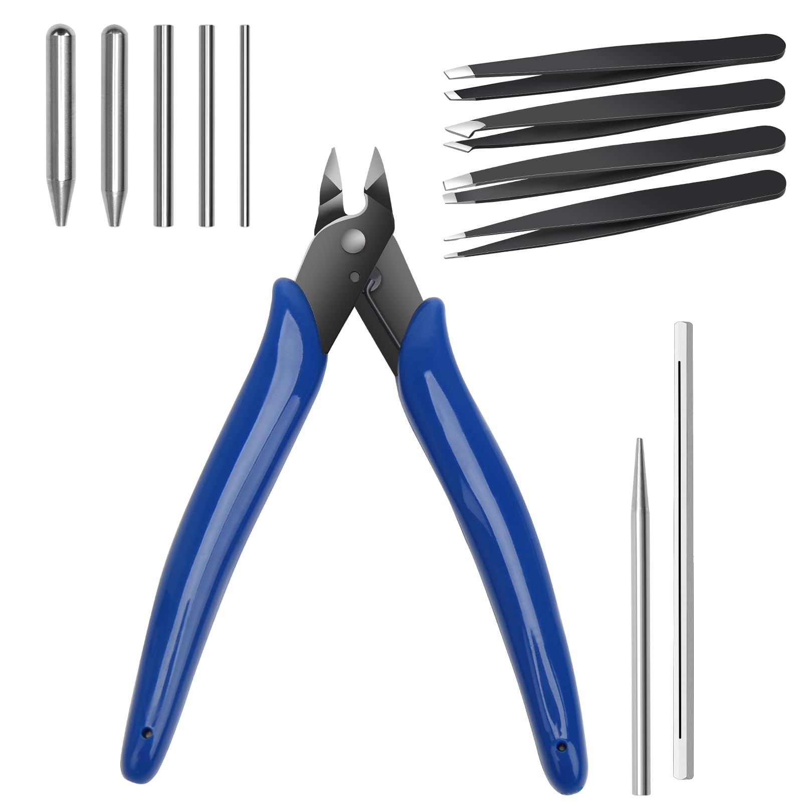 Version 1.0.0 Catcan 12 Pieces Metal Puzzle Tool Set, DIY Metal Model Kit Including Clippers Edge Bending Tools Tab Twisting Tool Cylinder Cone Shape Bend Assist Tool 4 Metal Tweezers - Image 1
