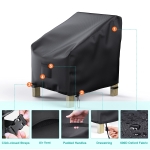 BROSYDA Patio Chair Covers for Outdoor Furniture Waterproof 2 Pack, Lawn Chair Covers 600D Heavy Duty Oxford Cloth, Large Covers for Lounge Lawn Deep Seat Black 38" W x 31" D x 29" H - Image 3