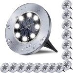 Solar Ground Lights, Waterproof Solar Garden Lights, Upgraded Outdoor Garden Waterproof Bright in-Ground Lights, Landscape Lights for Pathway,Yard,Deck,Lawn,Patio,Walkway (16 Pack White Light)