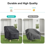 BROSYDA Patio Chair Covers for Outdoor Furniture Waterproof 2 Pack, Lawn Chair Covers 600D Heavy Duty Oxford Cloth, Large Covers for Lounge Lawn Deep Seat Black 38" W x 31" D x 29" H - Image 5
