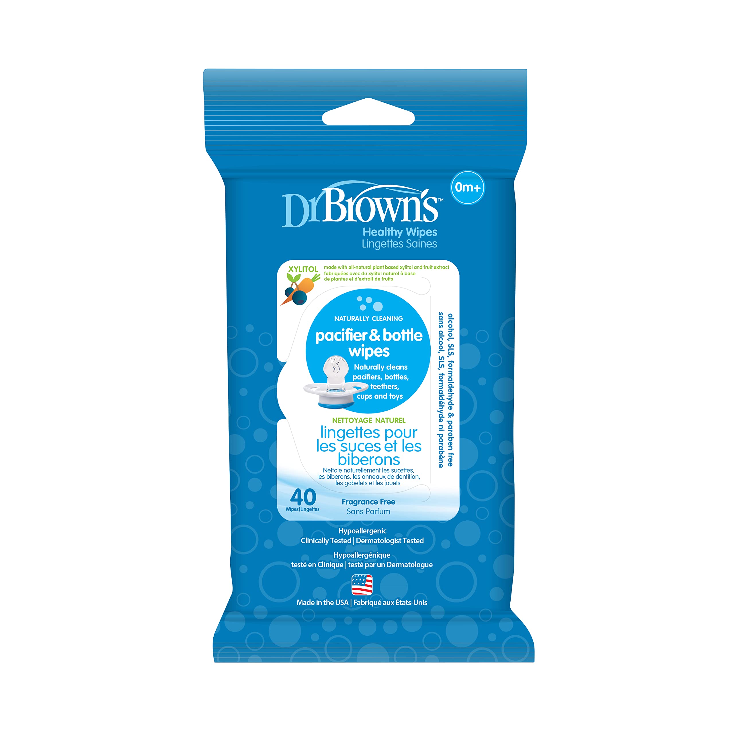 Version 1.0.0 Dr. Brown's Pacifier and Bottle Wipes, 40 Count - Image 1