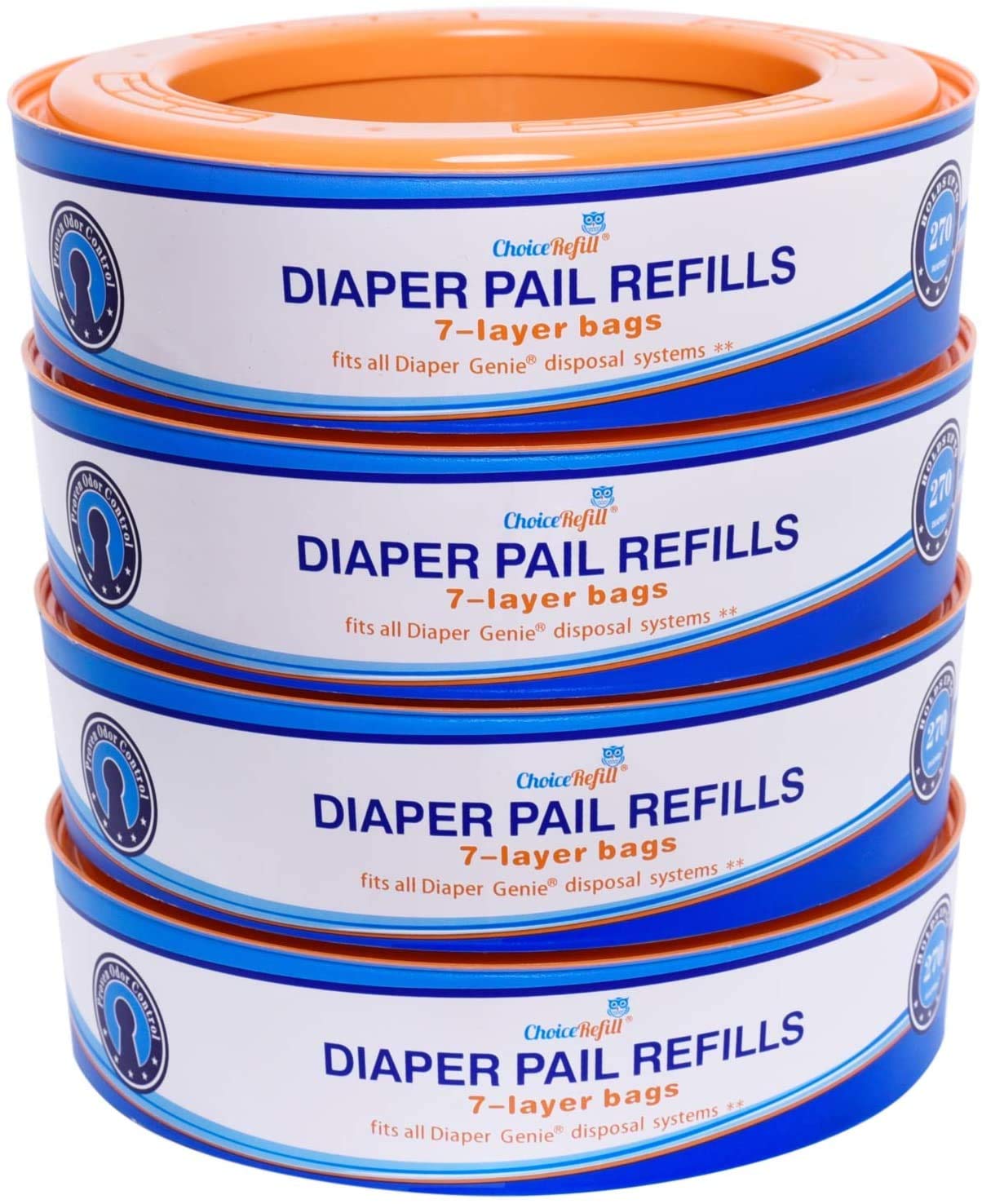 Version 1.0.0 ChoiceRefill Compatible with Diaper Genie Pails, 4-Pack, 1080 Count - Image 1