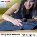 USANOOKS Microfiber Cleaning Cloth Grey - 12 Packs 12.5"x12.5" - High Performance - 1200 Washes, Ultra Absorbent Towels Weave Grime & Liquid for Streak-Free Mirror Shine - Car Washing Cloth - Image 3