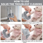Comotech Dog Paw Cleaner, Portable Dog Paw Washer Pet Cleaning Silicone Brush with 3 Absorbent Towel, Pet Foot Cleaner for Small Breed Dogs(Grey) - Image 5