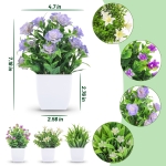 Der Rose 4 Packs Small Fake Plants Mini Artificial Faux Plants with Flowers for Home Room Farmhouse Bathroom Decor Indoor - Image 7